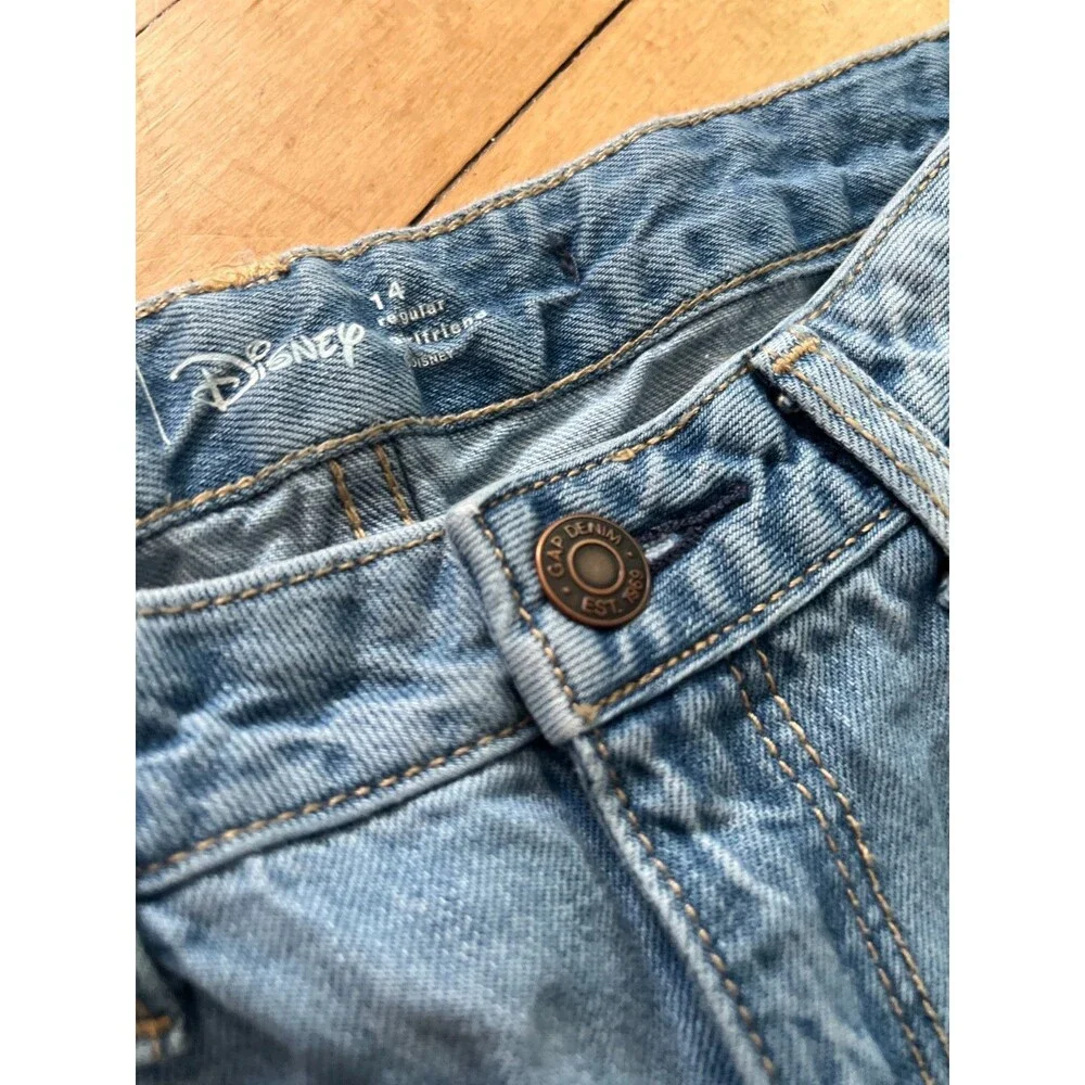 Girls Size  14 GAP KIDS DISNEY Mickey Mouse Embroidered Jeans